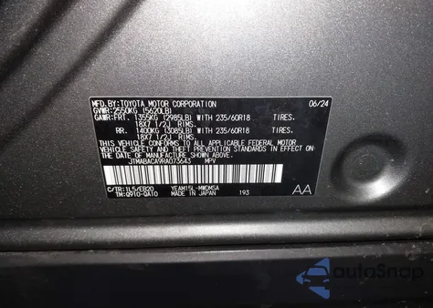 2024 Toyota Bz4X Xle z USA, uszkodzony, nr VIN JTMABACA9RA073643